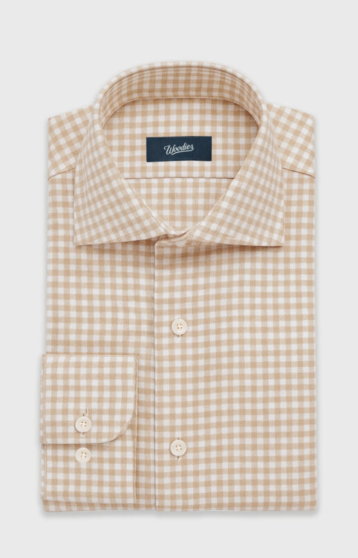 Tan Gingham Seersucker Shirt