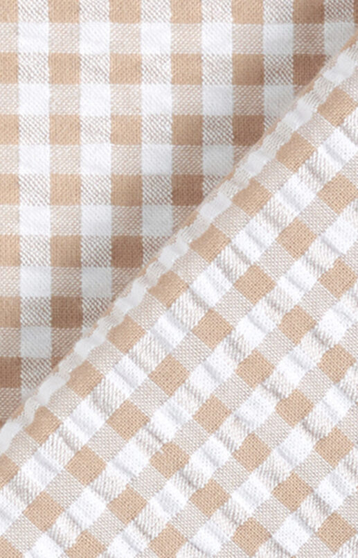 Tan Gingham Seersucker Shirt