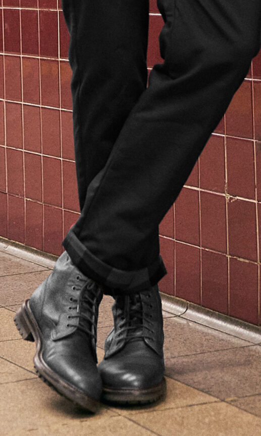 Black Flannel Lined Stretch Chino