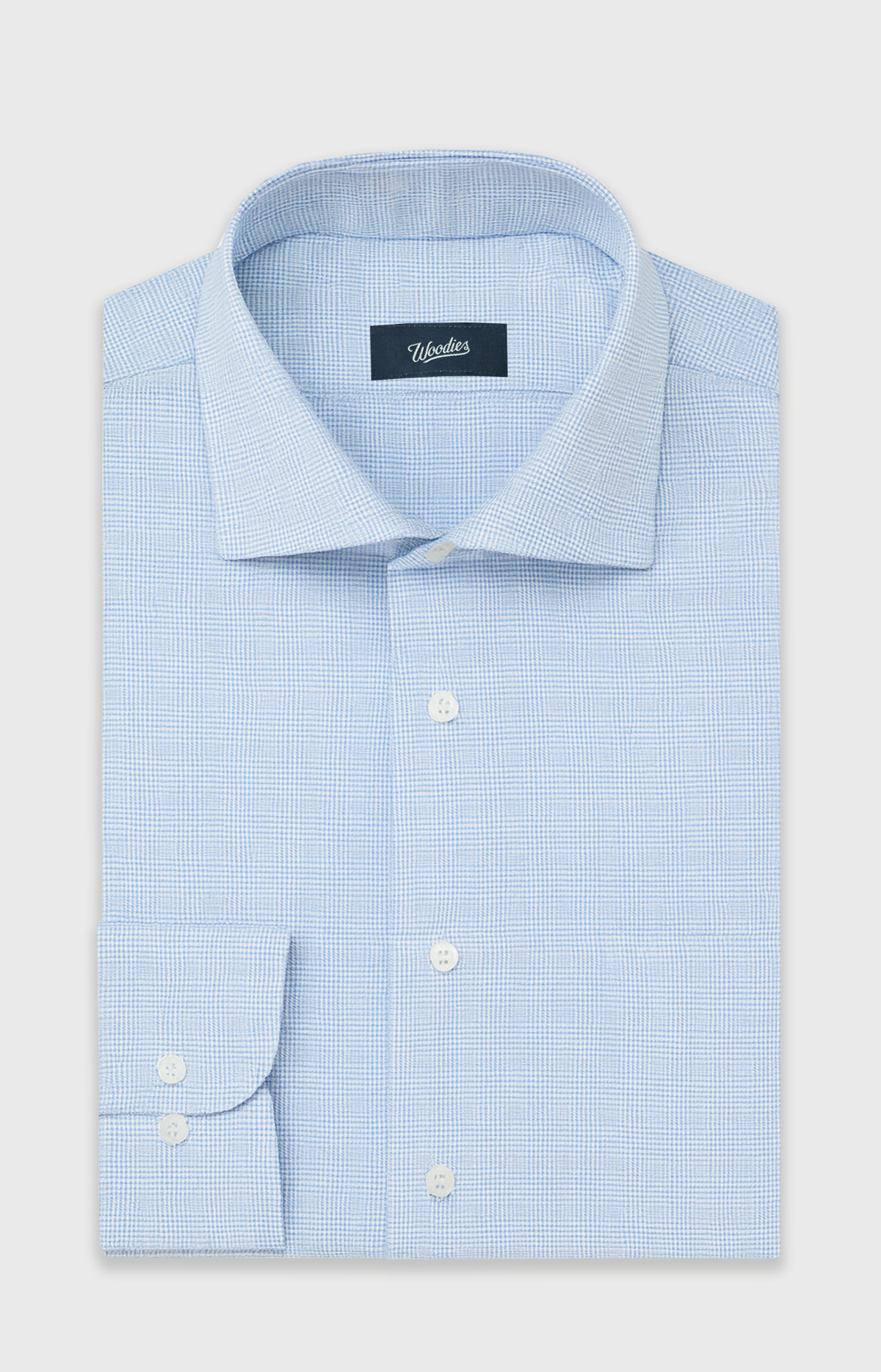 Light Blue Glen Plaid Easy Care Shirt