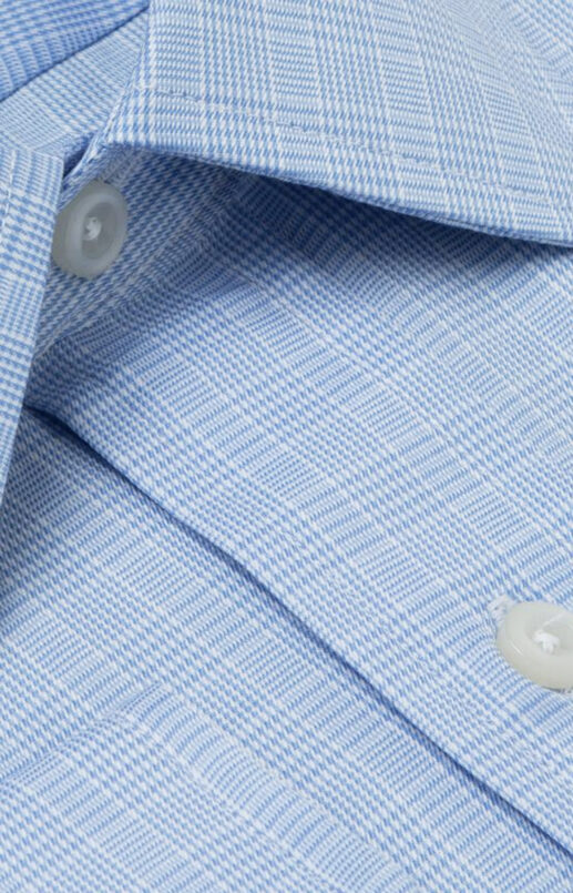 Light Blue Glen Plaid Easy Care Shirt