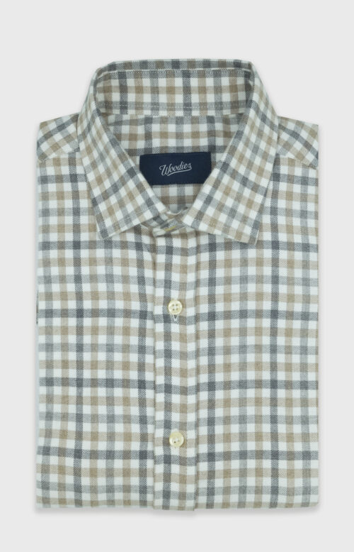 Brown & Grey Gingham Heavyweight Flannel