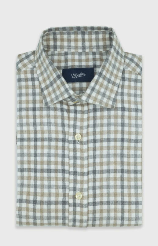 Brown & Grey Gingham Heavyweight Flannel