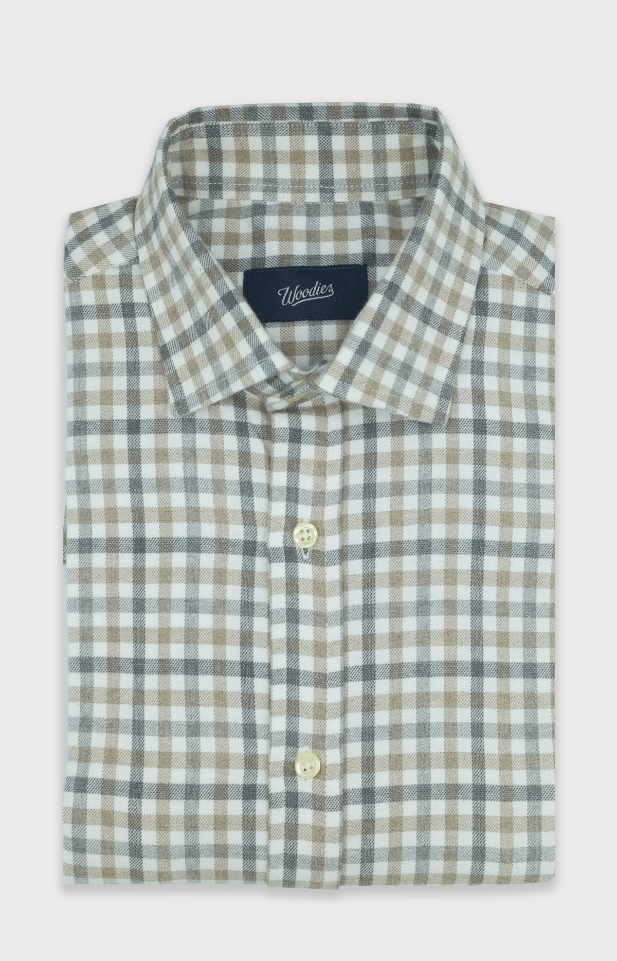 Brown & Grey Gingham Heavyweight Flannel