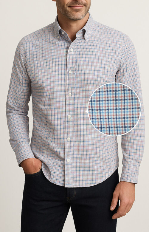 Coral Micro Check Performance Shirt