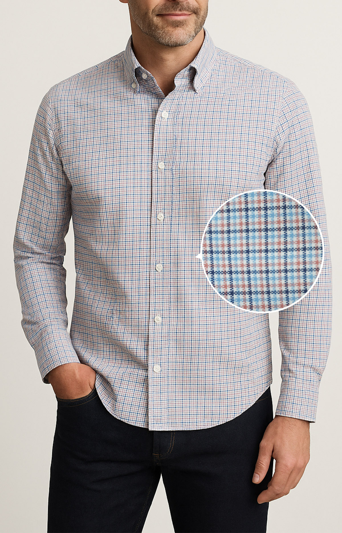 Coral Micro Check Performance Shirt