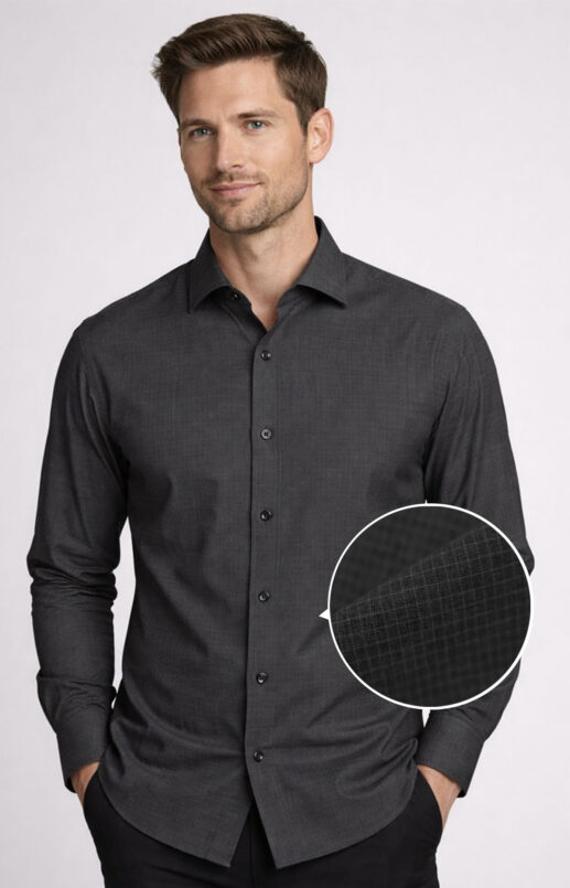 Heathered Black Micro Grid Performance Shirt