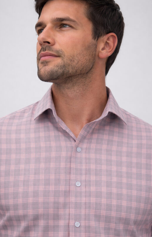 Heathered Pink & Grey Plaid