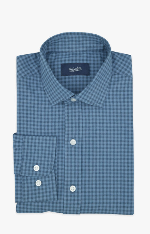 Heathered Deep Water Blue Gingham Shirt