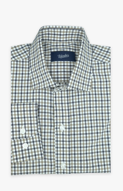 Navy & Brown Plaid Performance Shirt